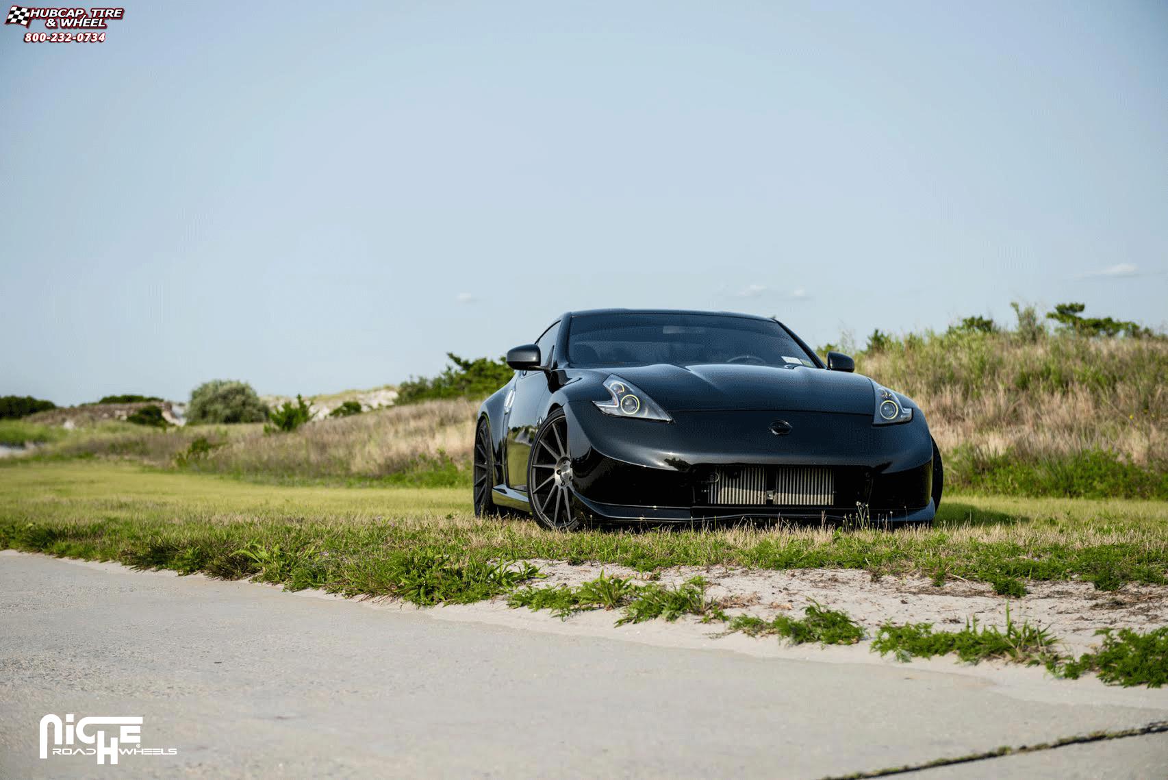 vehicle gallery/nissan 370z niche surge m114 20x85  Black & Machined w/ Dark Tint wheels and rims