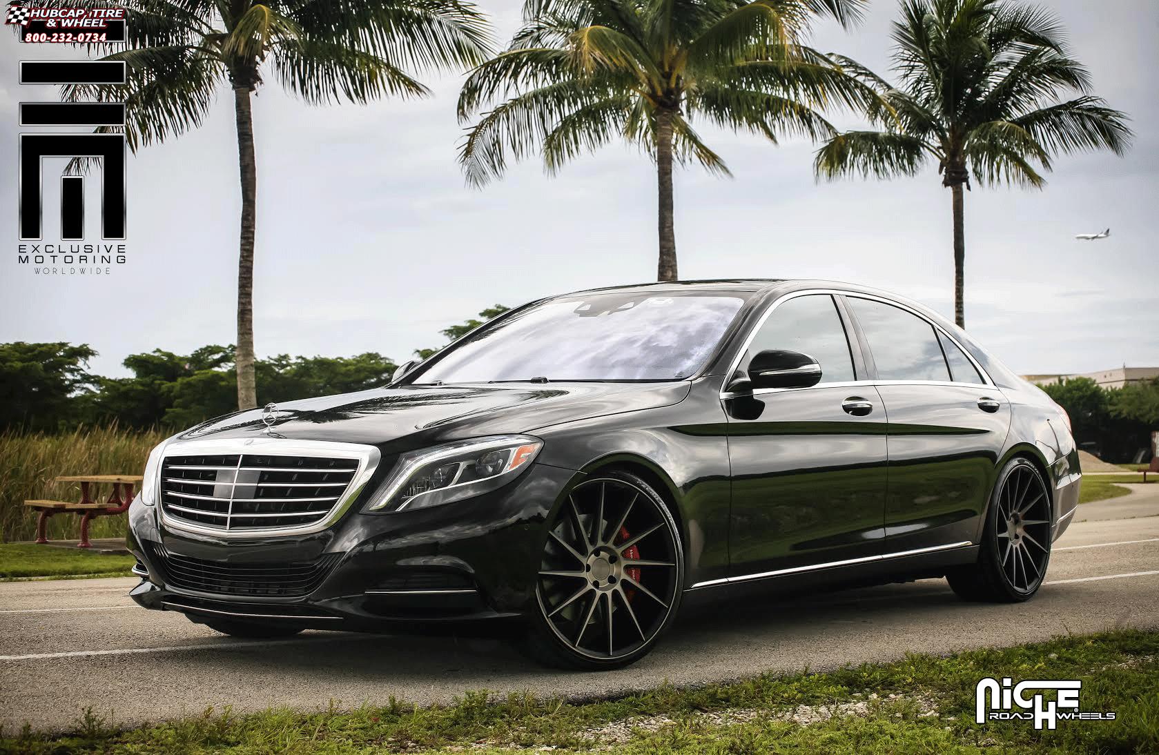 vehicle gallery/mercedes benz s550 niche surge m114 22x9  Black & Machined w/ Dark Tint wheels and rims