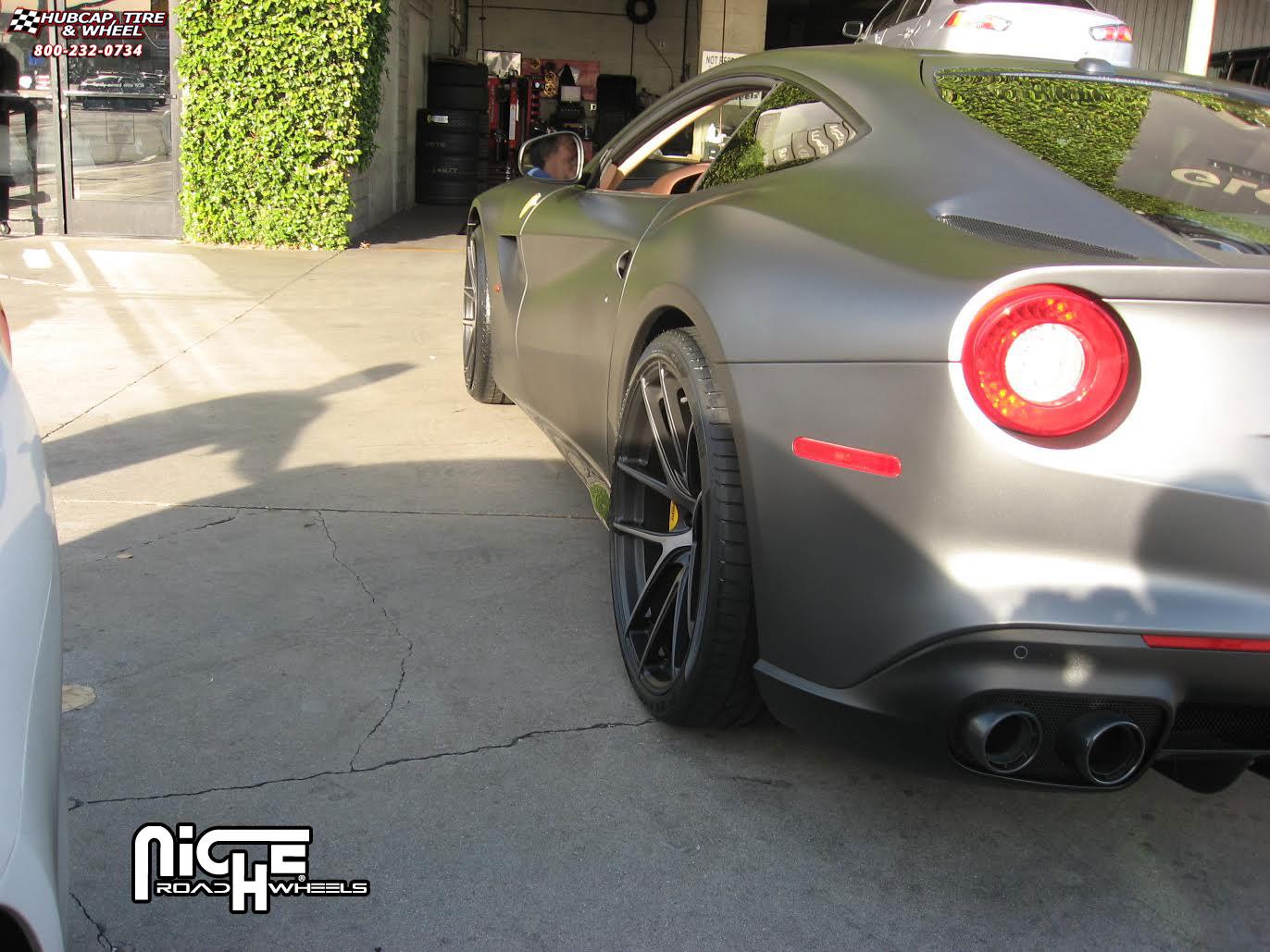 vehicle gallery/ferrari f12 niche targa  Brushed-Matte DDT Face | Matte Black Windows wheels and rims