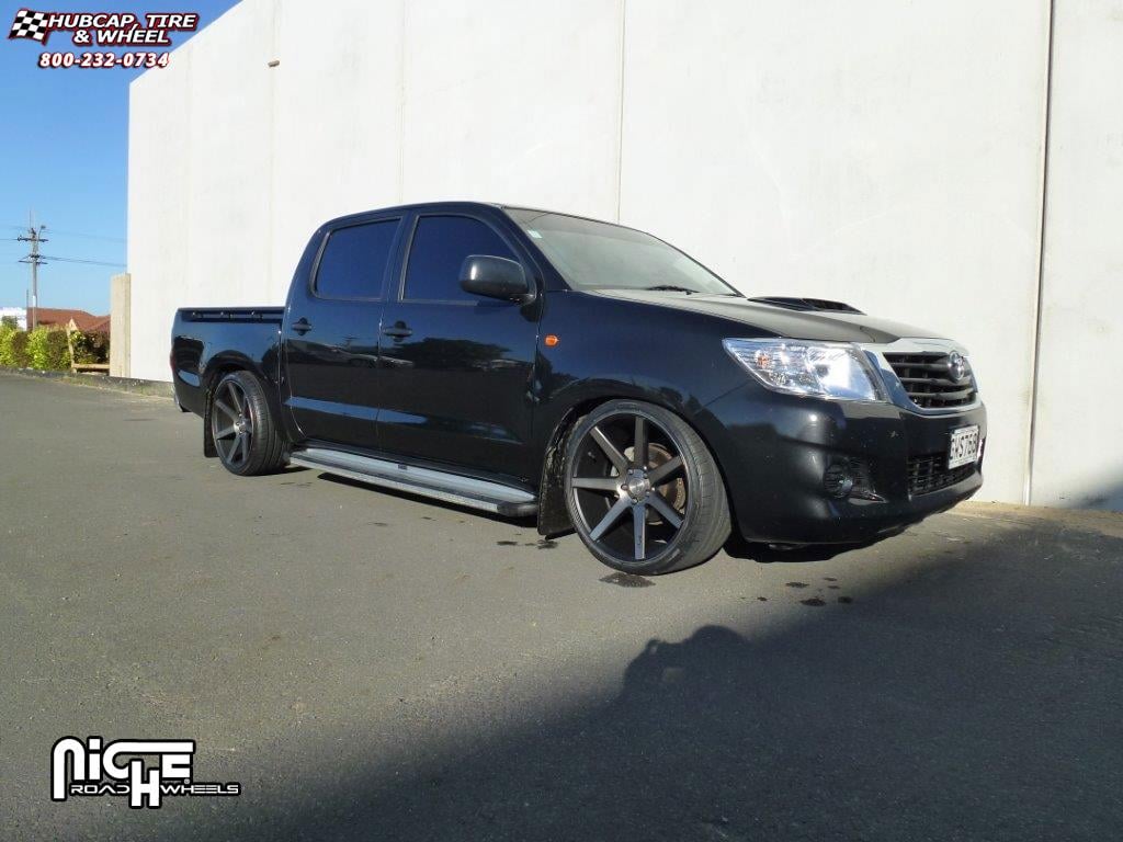 vehicle gallery/toyota hilux niche verona m150  Black & Machined with Dark Tint wheels and rims