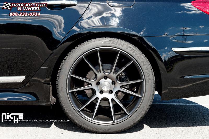 vehicle gallery/hyundai genesis niche vicenza m153 20x9  Black & Machined with Dark Tint wheels and rims
