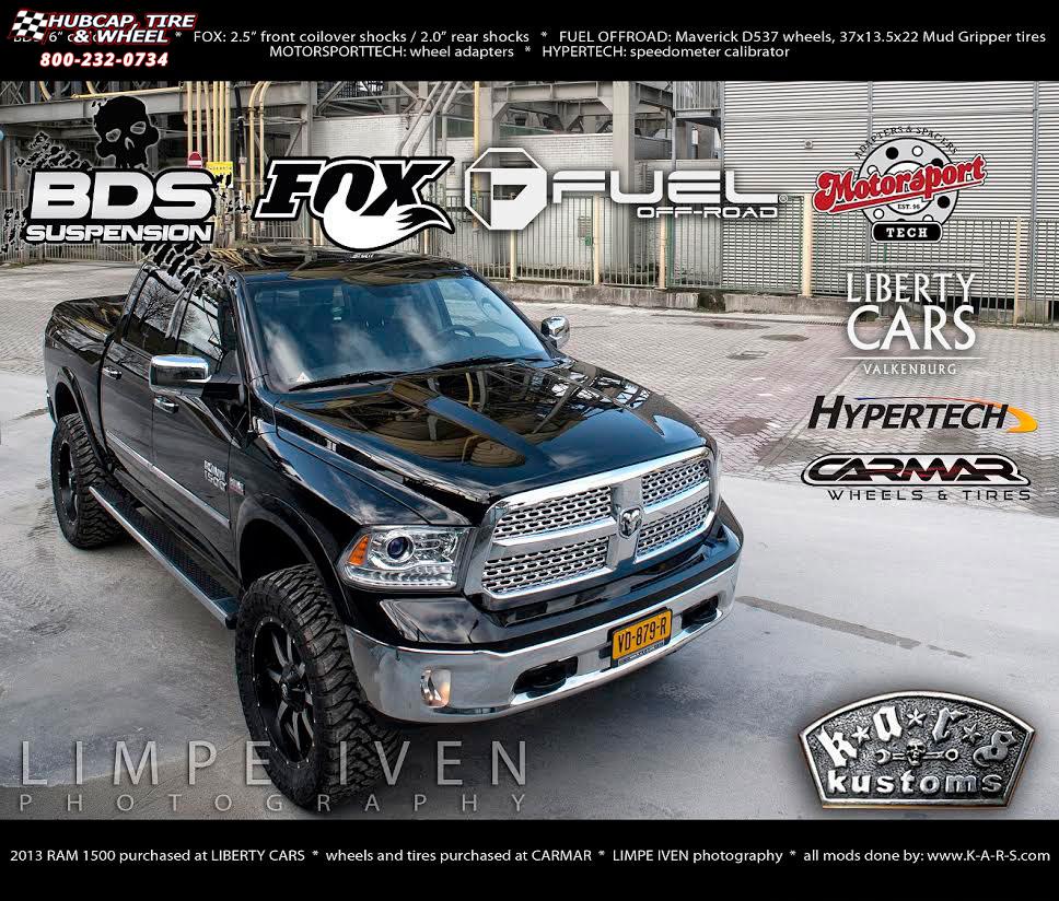 vehicle gallery/dodge ram 1500 fuel maverick d537 0X0  Matte Black & Machined Face wheels and rims