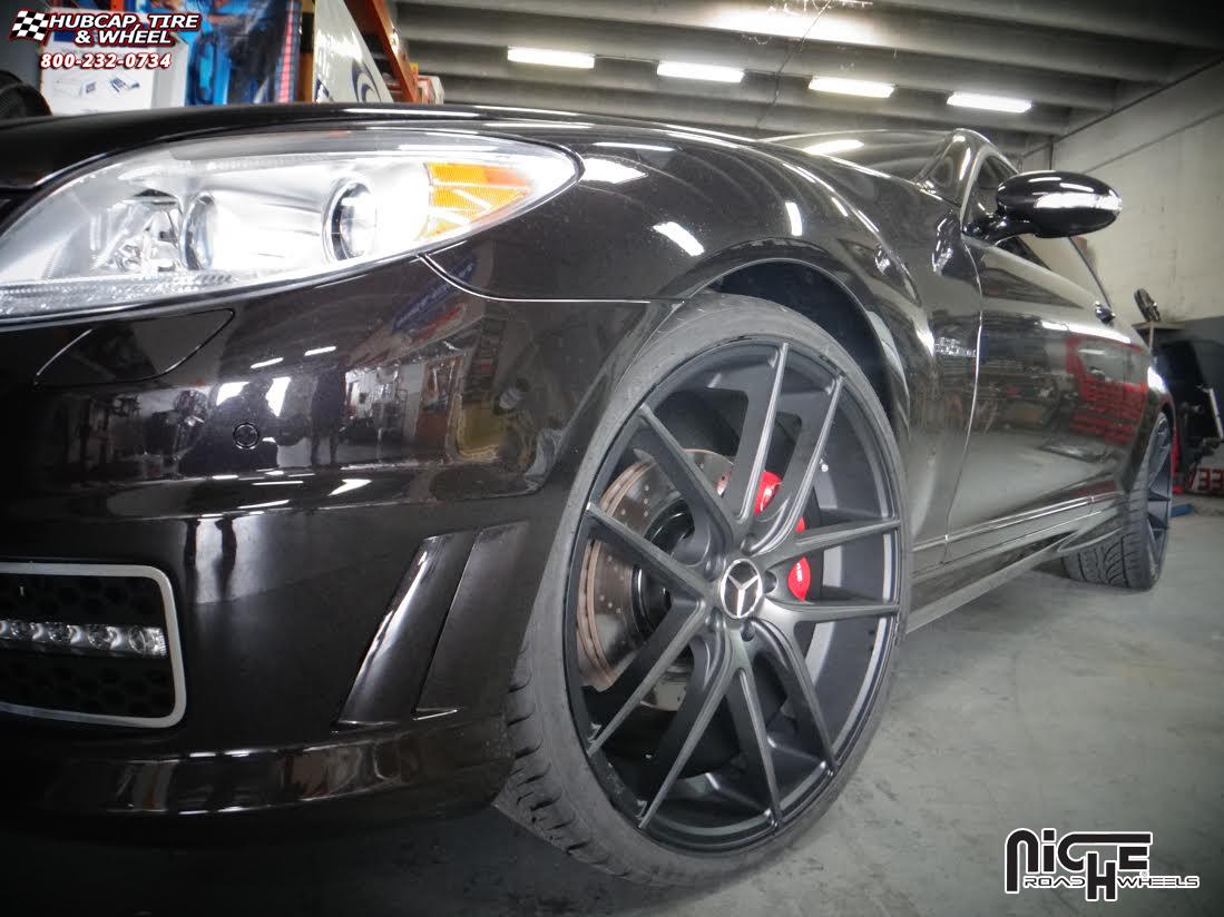 vehicle gallery/mercedes benz cl niche targa m130  Black & Machined with Dark Tint wheels and rims
