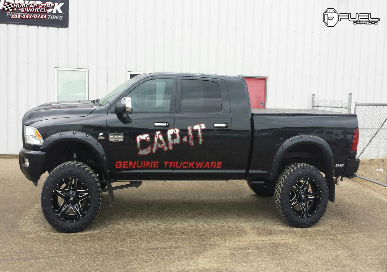 vehicle gallery/dodge ram fuel full blown d254 22X12  Gloss Black & Milled wheels and rims