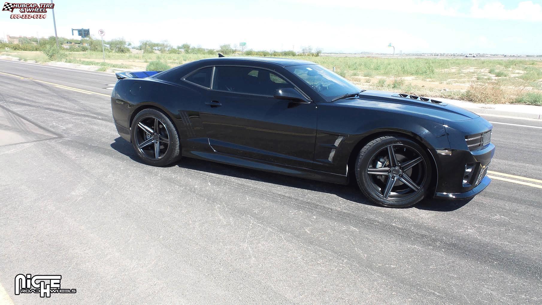 vehicle gallery/chevrolet camaro niche apex m126 20x105  Black & Machined with Dark Tint wheels and rims