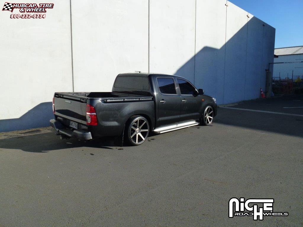 vehicle gallery/toyota hilux niche verona m150  Black & Machined with Dark Tint wheels and rims