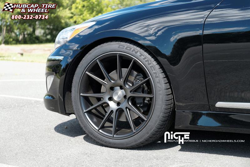 vehicle gallery/hyundai genesis niche vicenza m153 20x9  Black & Machined with Dark Tint wheels and rims