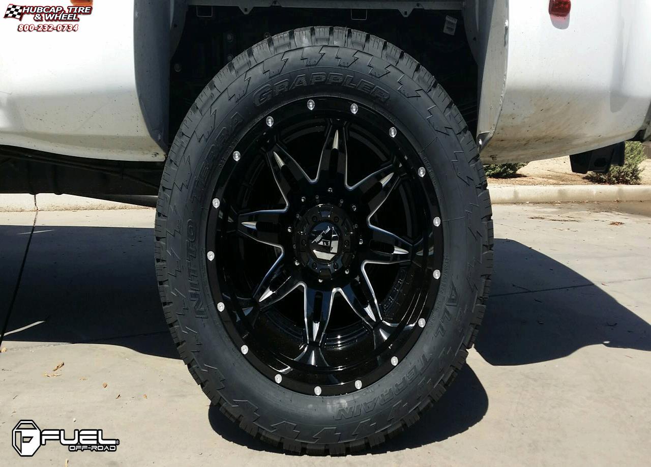 vehicle gallery/gmc sierra fuel lethal dually front d267 22X8  Gloss Black & Milled wheels and rims
