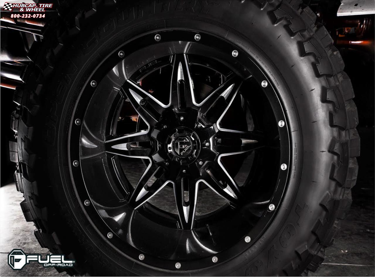 vehicle gallery/ford f 350 fuel lethal d267 0X0  Black & Milled | Gloss Black Lip wheels and rims