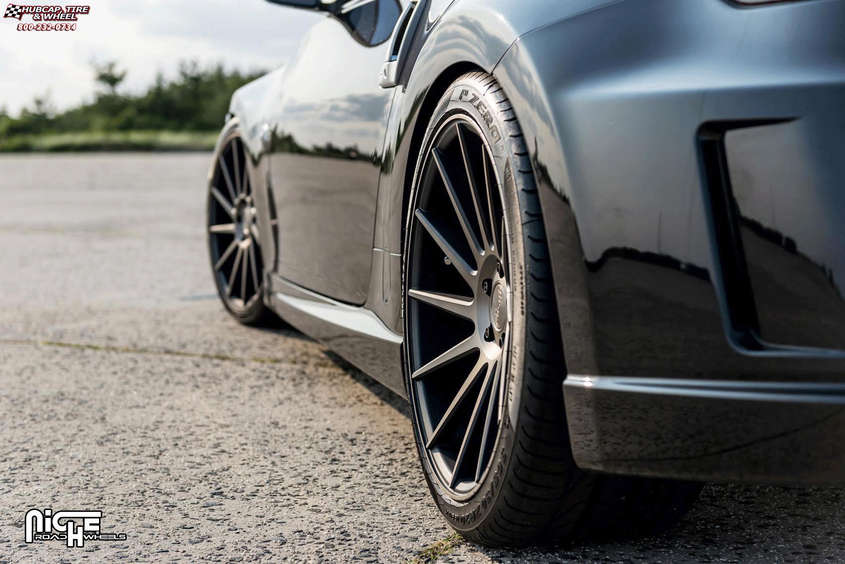 vehicle gallery/nissan 370z niche surge m114 20x85  Black & Machined w/ Dark Tint wheels and rims