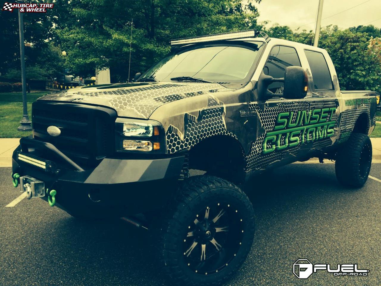 vehicle gallery/ford f 250 fuel nutz d252 22X12  Black & Machined with Dark Tint wheels and rims