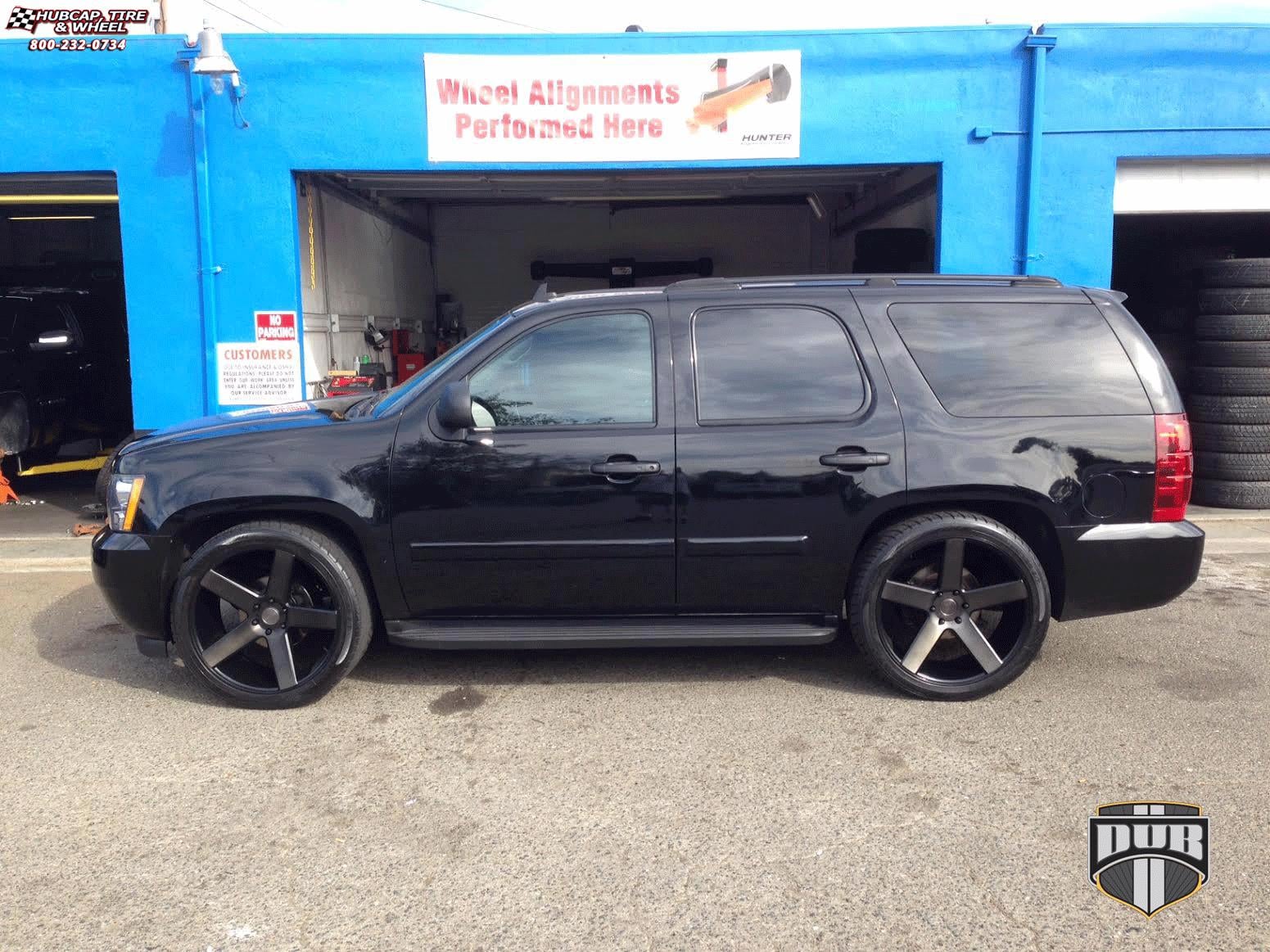 vehicle gallery/chevrolet tahoe dub baller s116 24X10  Black & Machined with Dark Tint wheels and rims