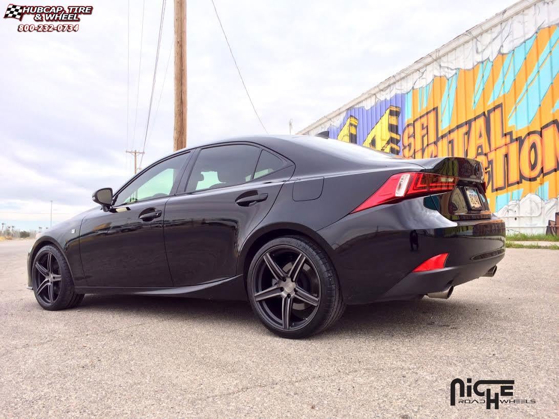 vehicle gallery/lexus is 350 niche apex  Black & Machined with Dark Tint wheels and rims