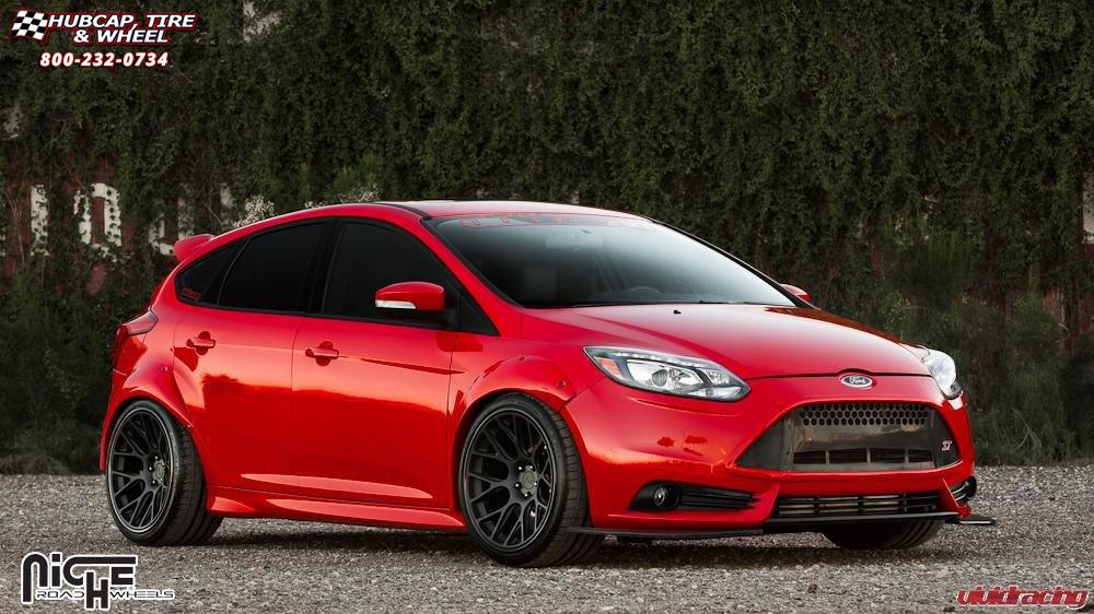 vehicle gallery/ford focus niche circuit 19x10  Triple dark tint, gloss clear, gloss black lip wheels and rims