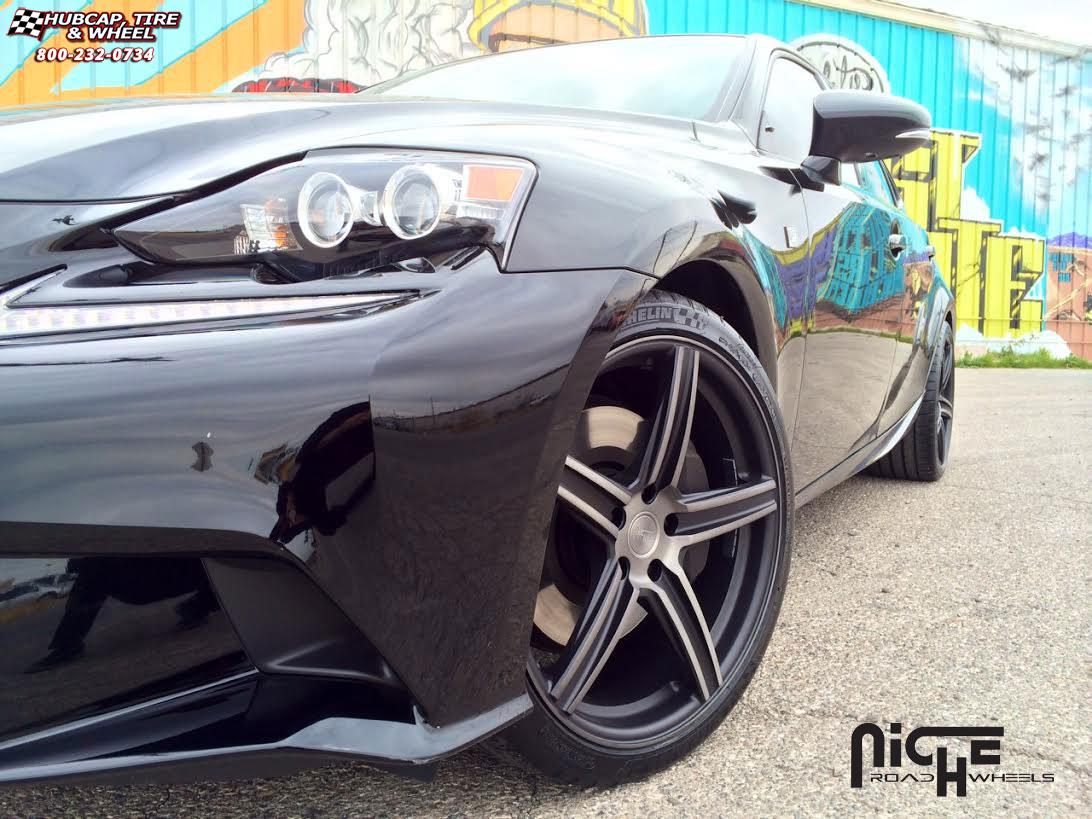 vehicle gallery/lexus is 350 niche apex  Black & Machined with Dark Tint wheels and rims