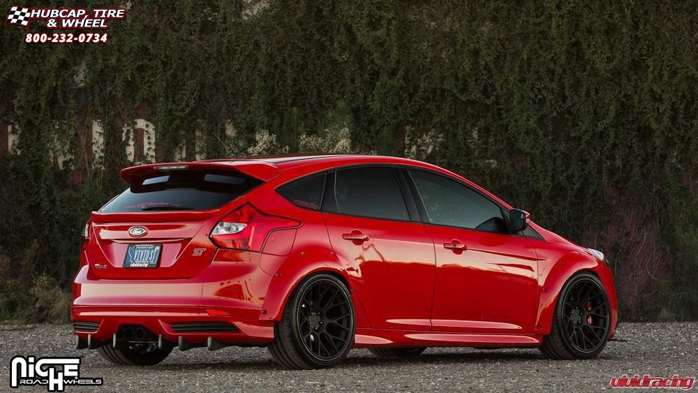 vehicle gallery/ford focus niche circuit 19x10  Triple dark tint, gloss clear, gloss black lip wheels and rims