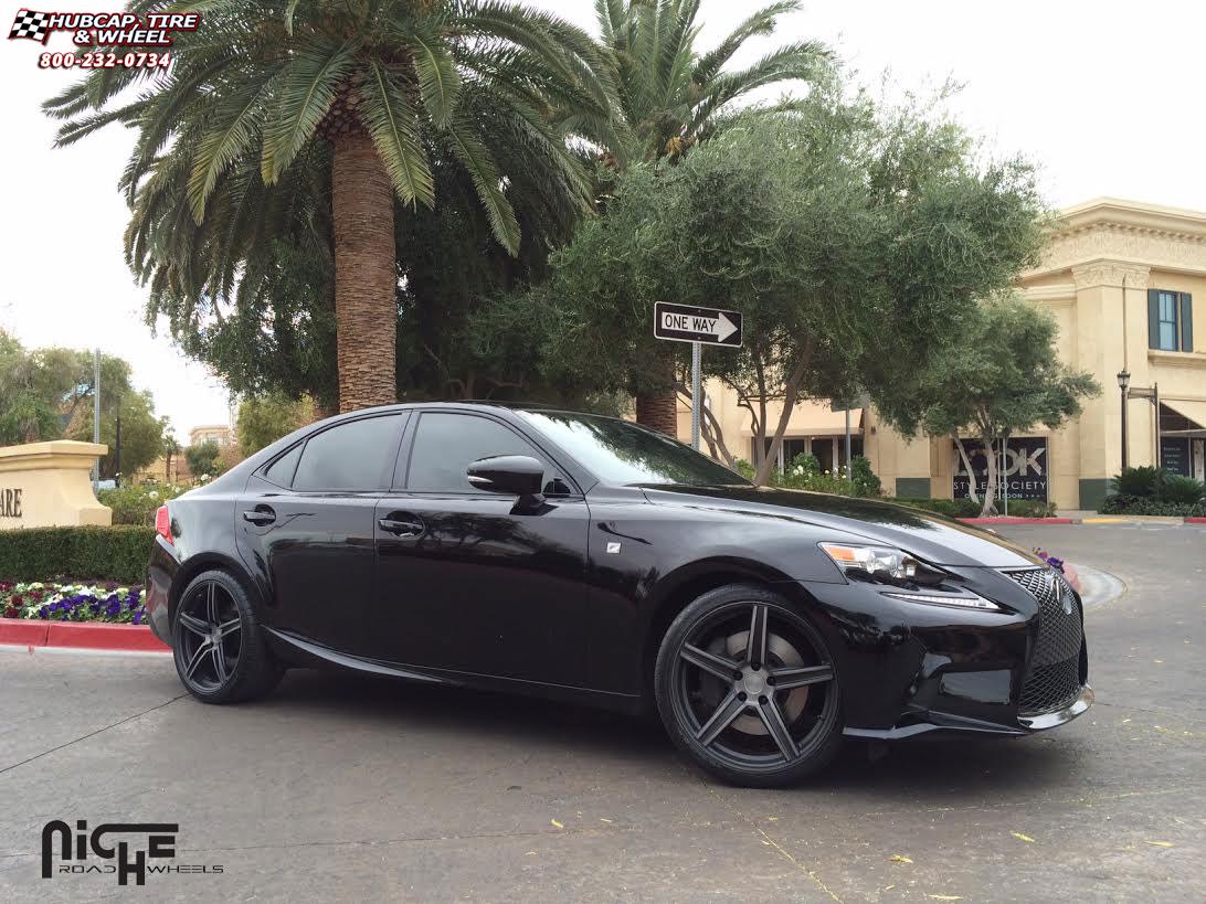 vehicle gallery/lexus is 350 niche apex  Black & Machined with Dark Tint wheels and rims