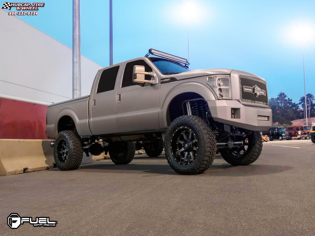 vehicle gallery/ford f 250 fuel nutz d252 0X0  Black & Machined with Dark Tint wheels and rims