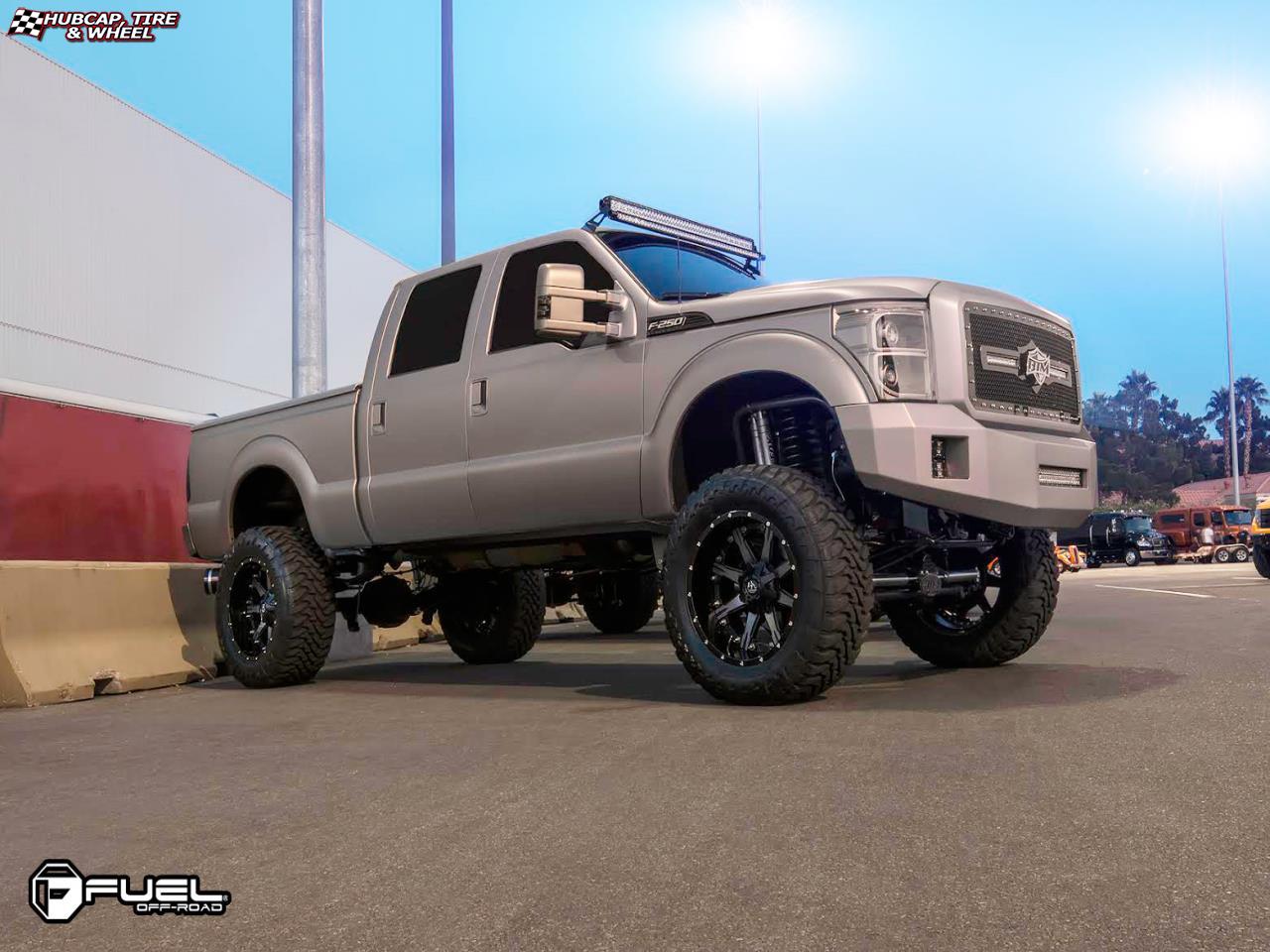 vehicle gallery/ford f 250 fuel nutz d252 0X0  Black & Machined with Dark Tint wheels and rims