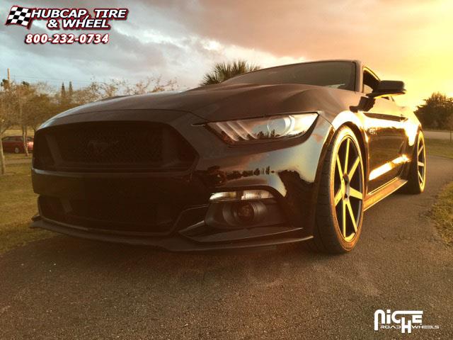 vehicle gallery/ford mustang niche verona m150  Black & Machined with Dark Tint wheels and rims