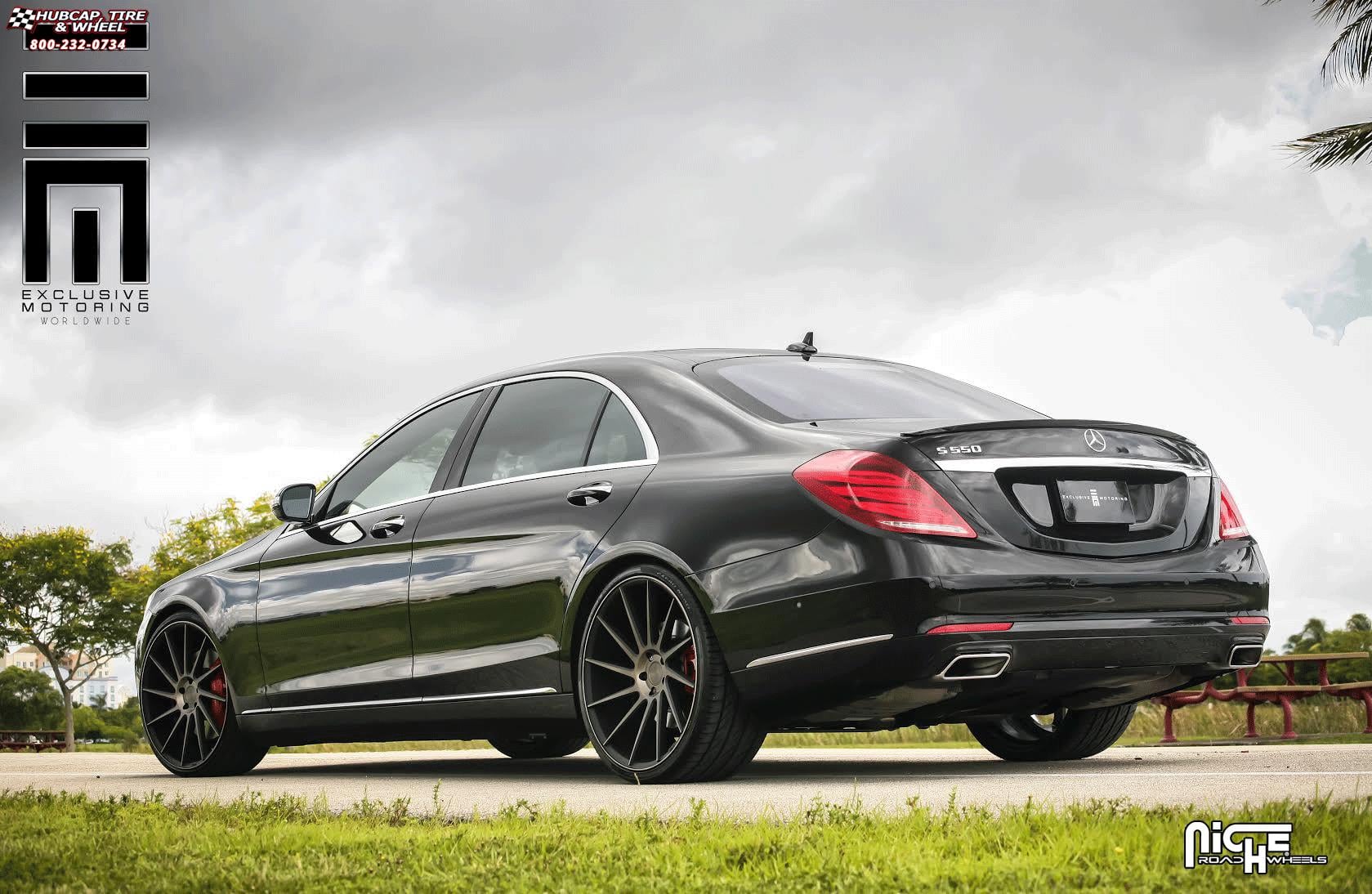 vehicle gallery/mercedes benz s550 niche surge m114 22x9  Black & Machined w/ Dark Tint wheels and rims