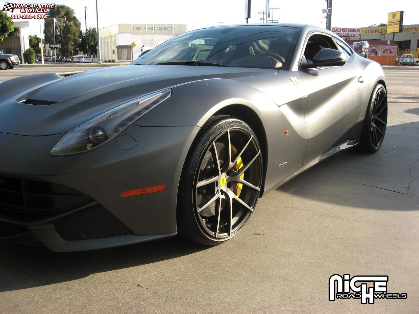 vehicle gallery/ferrari f12 niche targa  Brushed-Matte DDT Face | Matte Black Windows wheels and rims