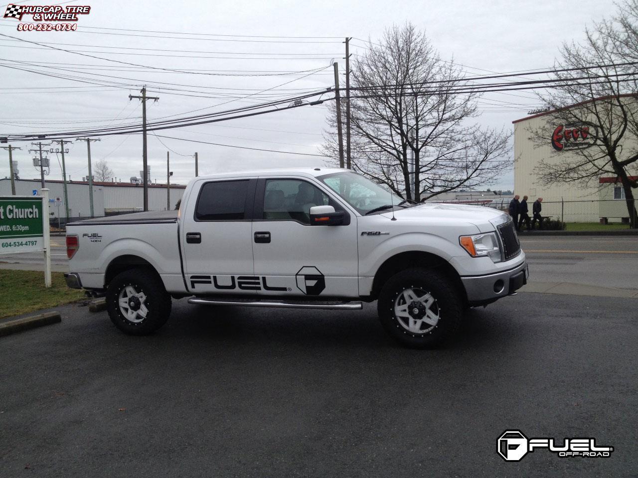 vehicle gallery/ford f 150 fuel full blown d255 0X0  Gloss White & Milled with a Gloss Lip wheels and rims