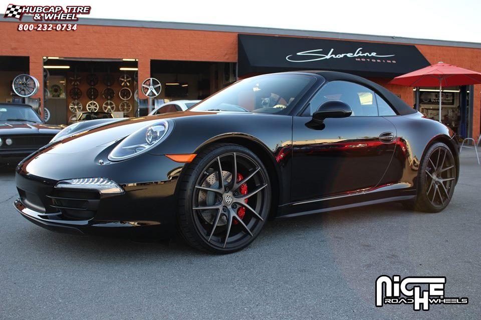 vehicle gallery/porsche 997 niche targa  Brushed-Matte DDT Face | Matte Black Windows wheels and rims