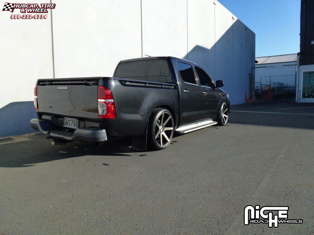vehicle gallery/toyota hilux niche verona m150  Black & Machined with Dark Tint wheels and rims