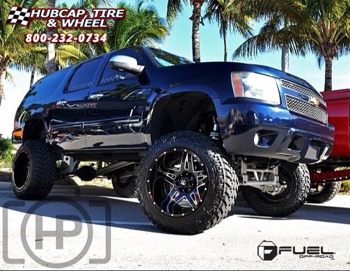 vehicle gallery/chevrolet suburban fuel full blown d254 22X14  Gloss Black & Milled wheels and rims