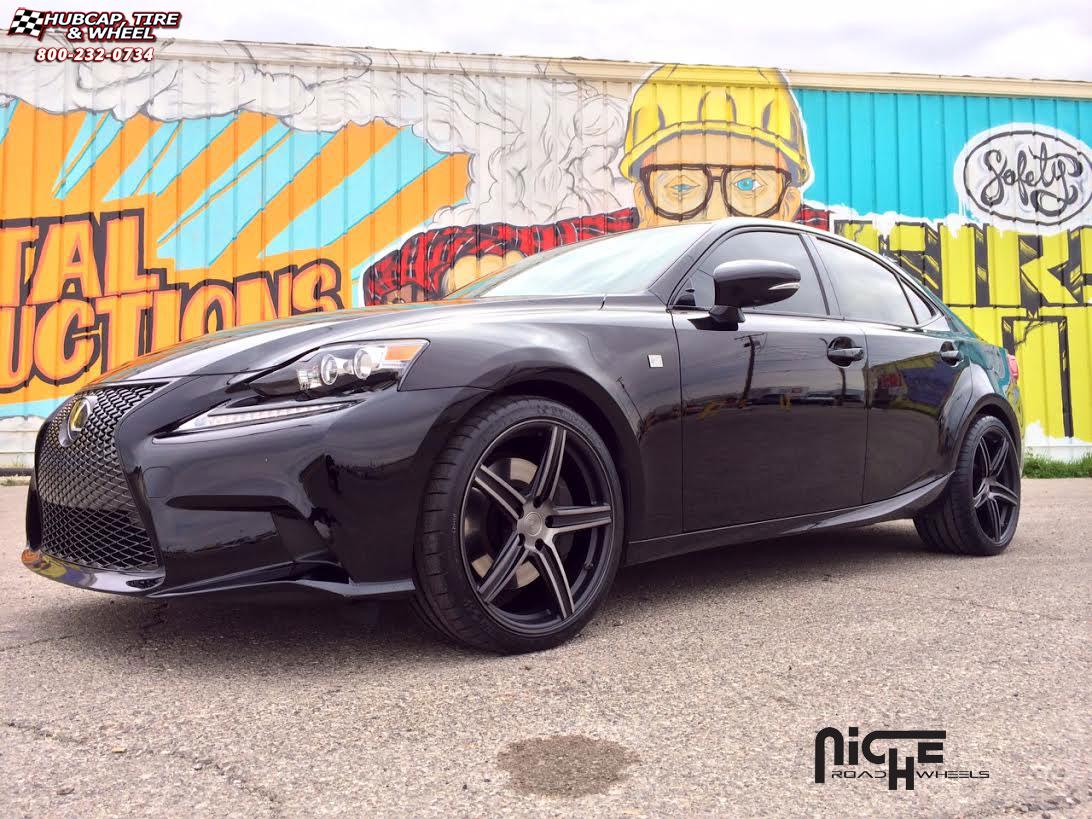 vehicle gallery/lexus is 350 niche apex  Black & Machined with Dark Tint wheels and rims