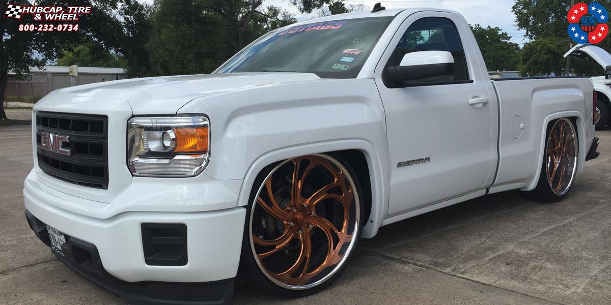 vehicle gallery/gmc sierra us mags kompressor 6 u468 26X9  Brushed Face | Polished Windows | Gloss Copper Tint wheels and rims