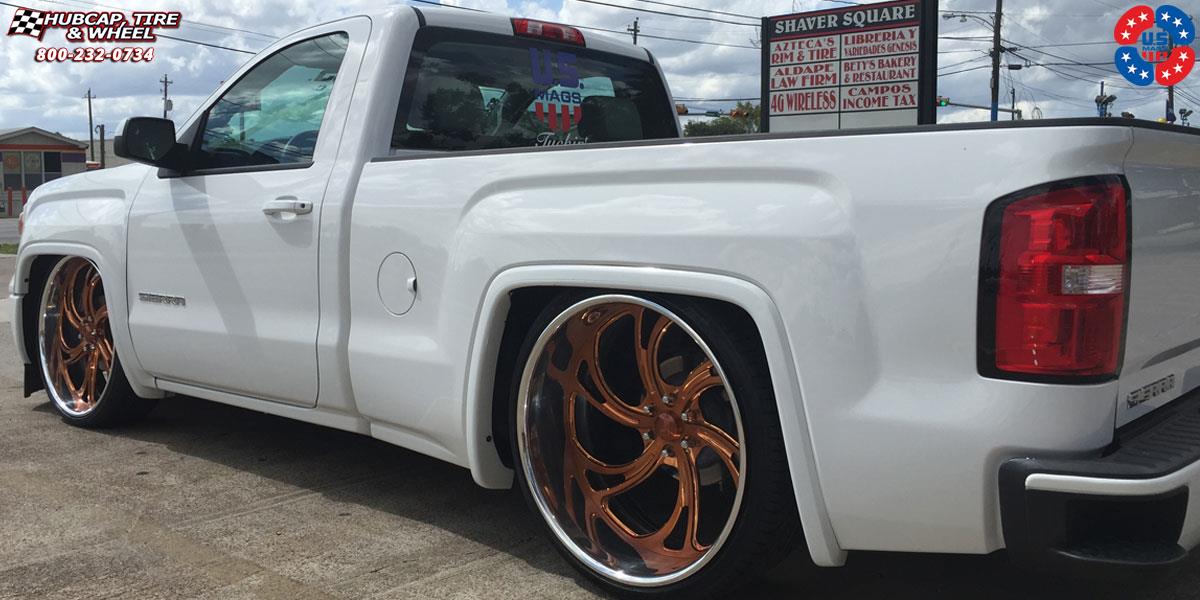 vehicle gallery/gmc sierra us mags kompressor 6 u468 26X9  Brushed Face | Polished Windows | Gloss Copper Tint wheels and rims