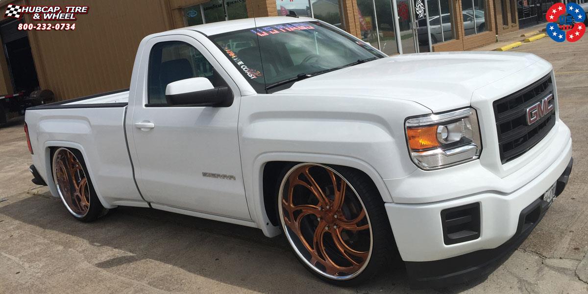 vehicle gallery/gmc sierra us mags kompressor 6 u468 26X9  Brushed Face | Polished Windows | Gloss Copper Tint wheels and rims