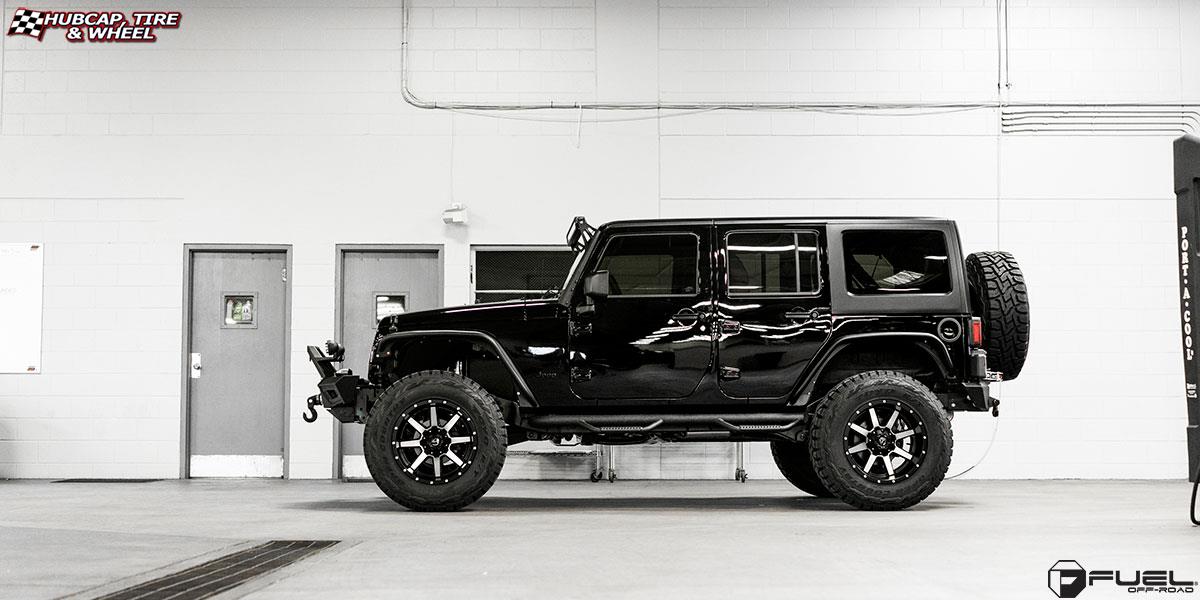 vehicle gallery/jeep wrangler fuel maverick d537 20X12  Matte Black & Machined Face wheels and rims