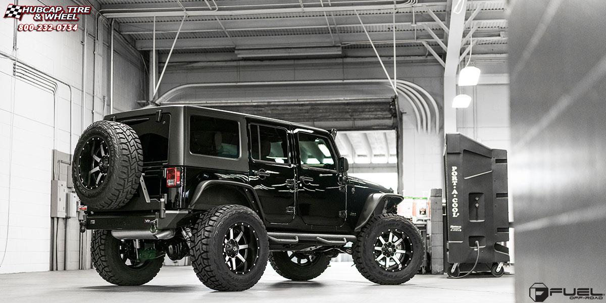 vehicle gallery/jeep wrangler fuel maverick d537 20X12  Matte Black & Machined Face wheels and rims