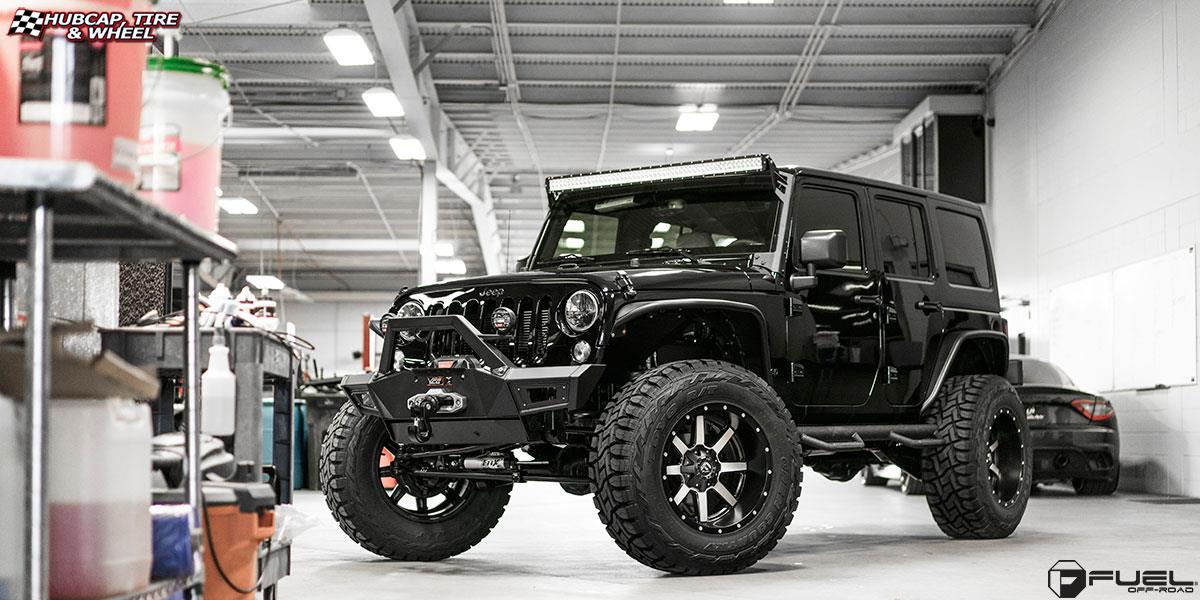 vehicle gallery/jeep wrangler fuel maverick d537 20X12  Matte Black & Machined Face wheels and rims