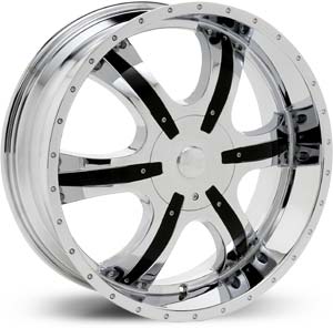 20x8.5 Starr Spyder Chrome / Black Accents HPO
