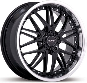 17x7 Ruff Racing R350 Black / Machined Lip HPO