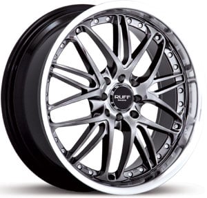 17x7 Ruff Racing R350 Hyper Black / Machined Lip HPO