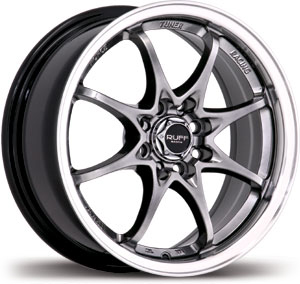 15x6.5 Ruff Racing R370 Hyper Black / Machined Lip HPO