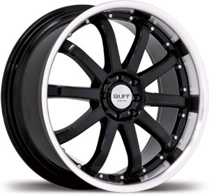 17x7 Ruff Racing R390 Black / Stainless Lip HPO