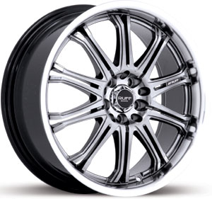 17x7.5 Ruff Racing R395 Hyper Black / Machined Lip HPO