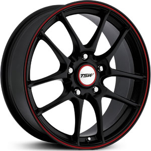 17x8 TSW Trackstar Matte Black w/ Red Stripe HPO