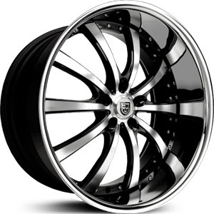 20x10 Lexani LSS10 Gloss Black Machined w/ SS Lip MID