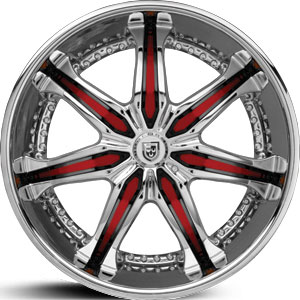 24x9.5 Lexani LX7 Chrome w/ Custom Painted Inserts HPO