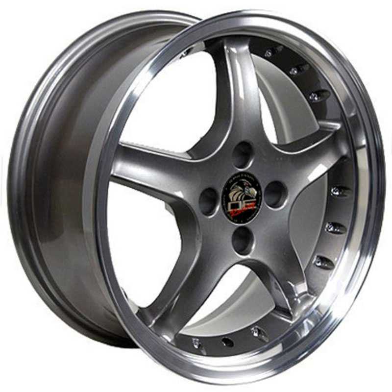 Fits Ford Mustang Cobra Style 4 Lug (FR04)  Wheels Anthracite Deep Dish Lip w/Rivets