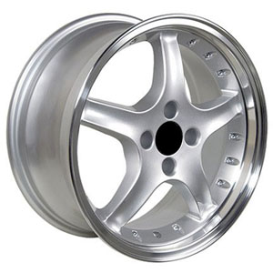 17X9 Ford 98 Cobra 4L R Deep Dish Silver Machined Lip w/Rivets MID