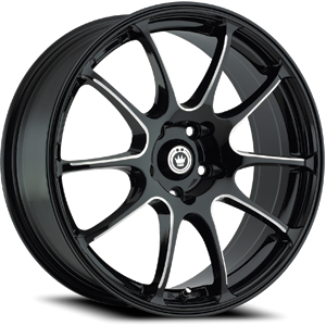 18x8 Konig Illusion Gloss Black/Ball Cut Machine Spokes FWD