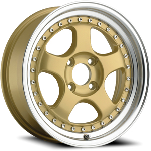 15x7 Konig Lightning Gold/Machined Lip RWD